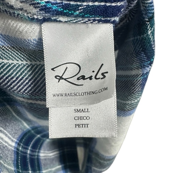 Rails Hunter Women’s Plaid Rayon Button-Down Shirt Soft Blue White Size Small - Picture 10 of 11